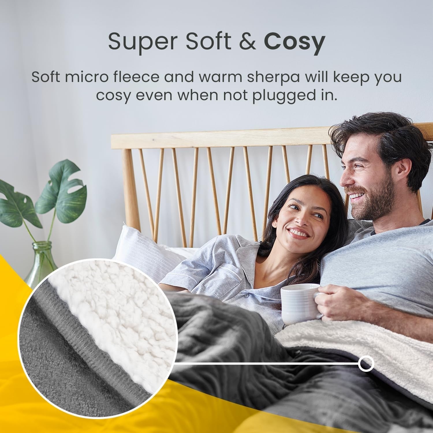 Electric Heated Throw Double Sherpa Fleece Remote 10 Heat Levels 200x150cm