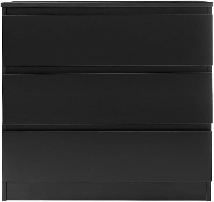 Black 3 Drawer Chest | Modern Bedroom Storage Cabinet | Slimline Unit