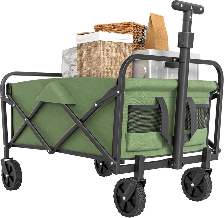 Green 62L Folding Festival Trolley 120kg Heavy Duty Garden Beach Camping Wagon