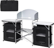 Folding Camping Kitchen Table Portable Outdoor Storage BBQ Picnic 172x48x110cm