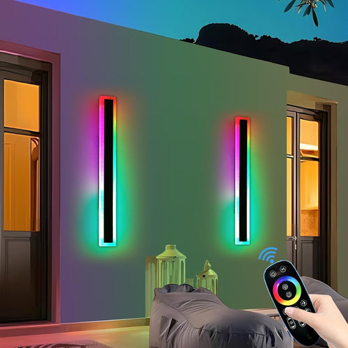 60cm RGB Outdoor Wall Lights 2-Pack Color Changing Remote Waterproof