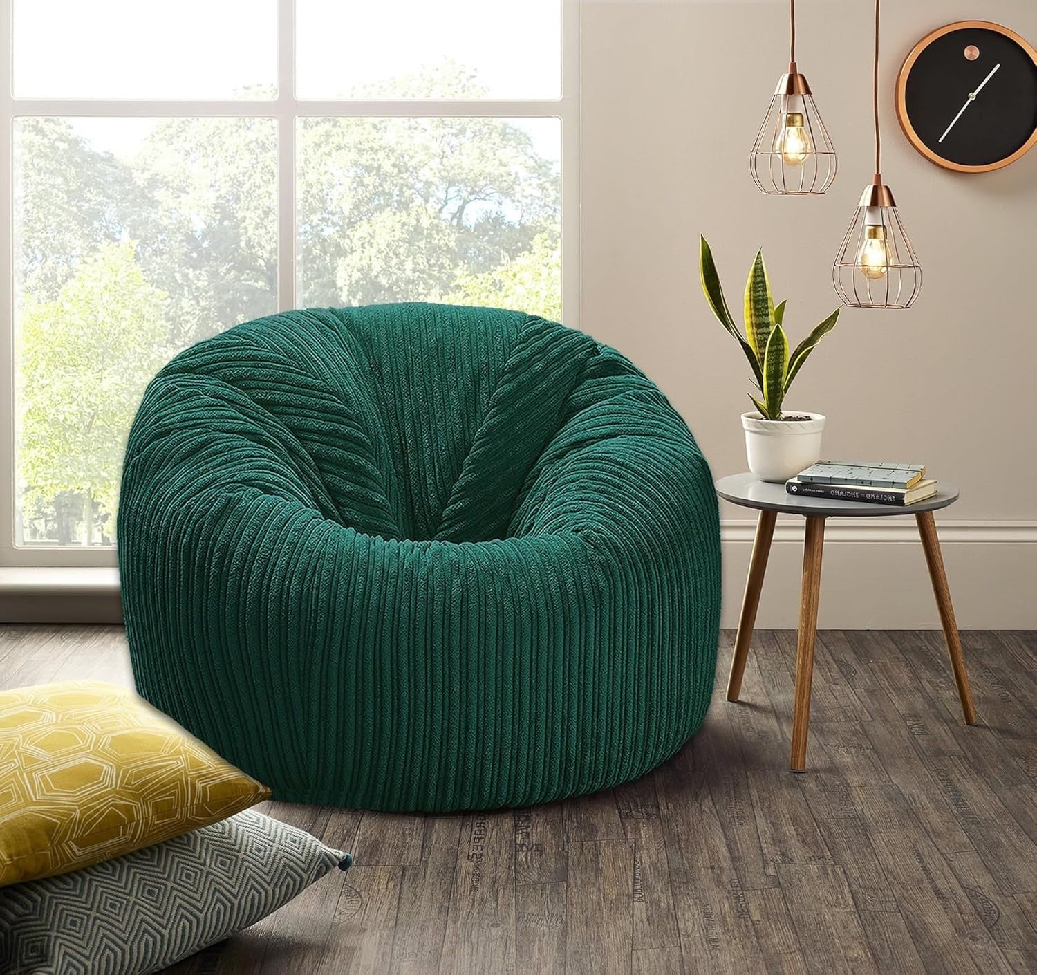 XXL Emerald Cord Bean Bag Chair Adult Floor Sofa Seat Lounge Filled