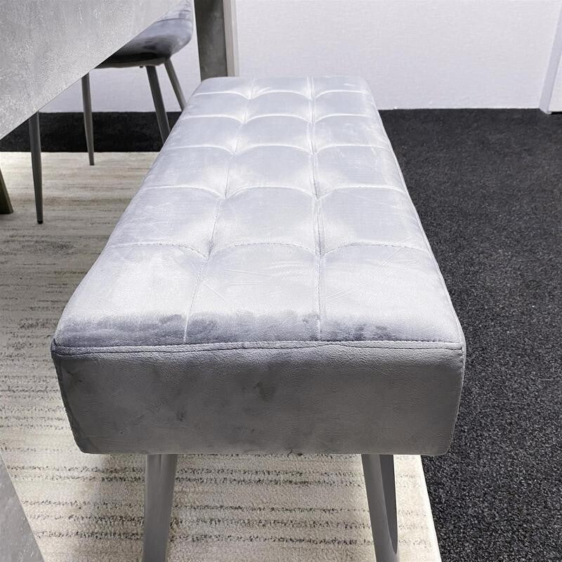 Grey Dining Table Set with 2 Chairs & Benches | Stone Effect Kitchen Set