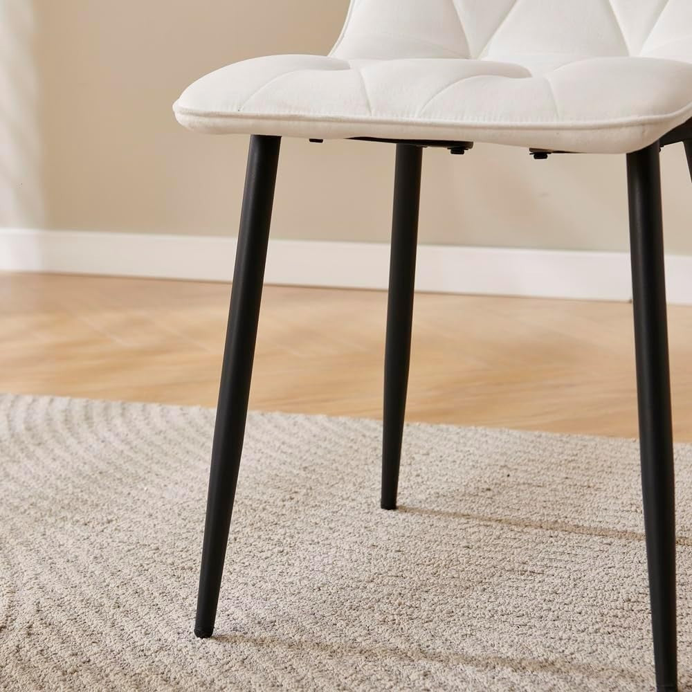 Round Glass Dining Table Set 4 White Velvet Chairs Modern Compact Kitchen