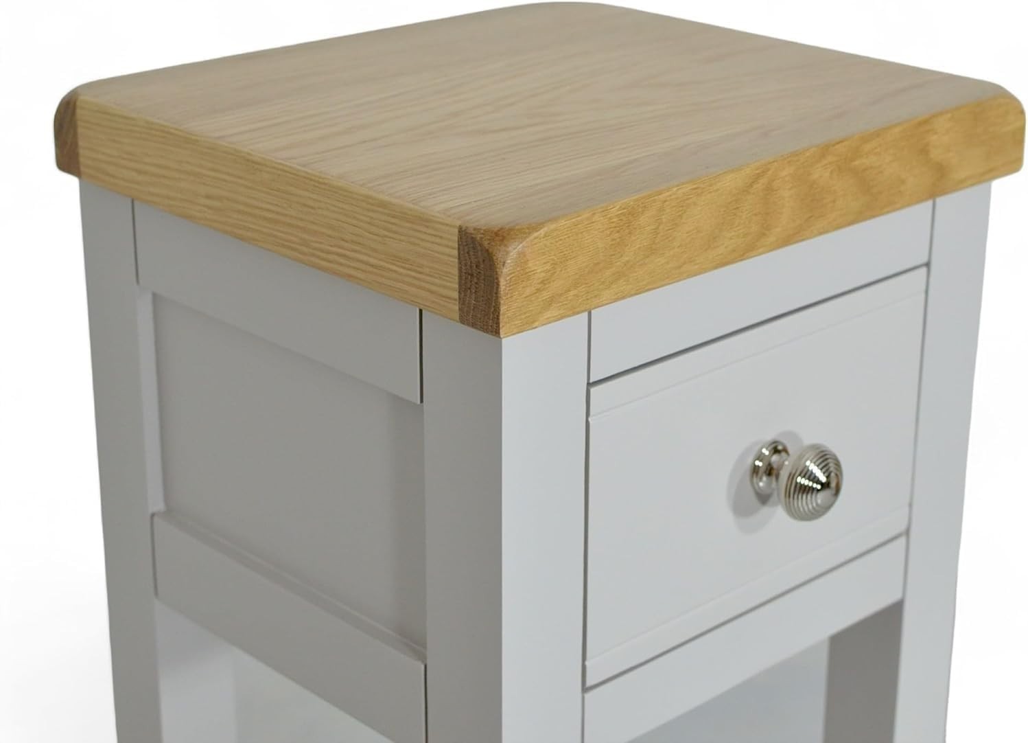 Small Grey Console Table with Drawer Oak Top Hallway Side Table Modern