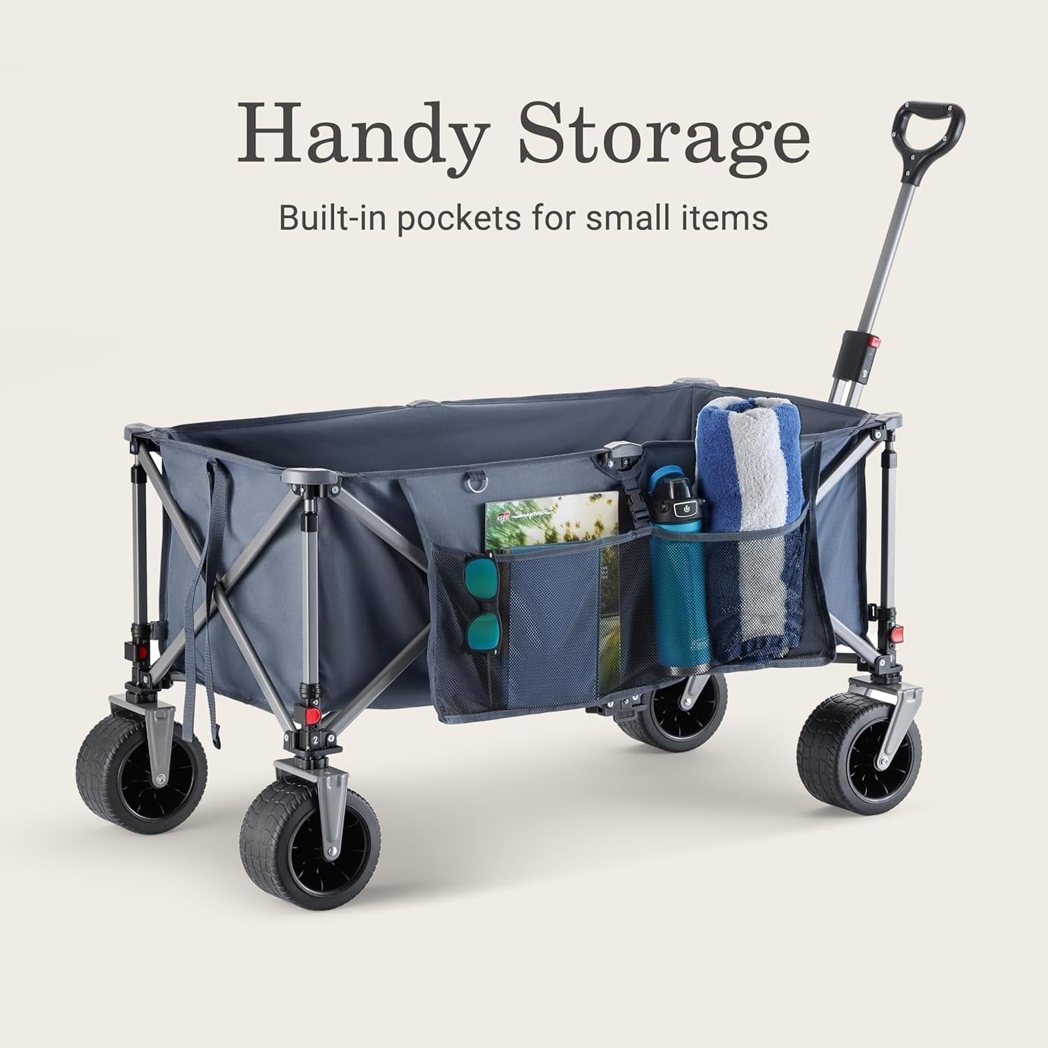 Blue Coleman XL Folding Wagon Heavy Duty Collapsible Utility Cart 400lb Capacity