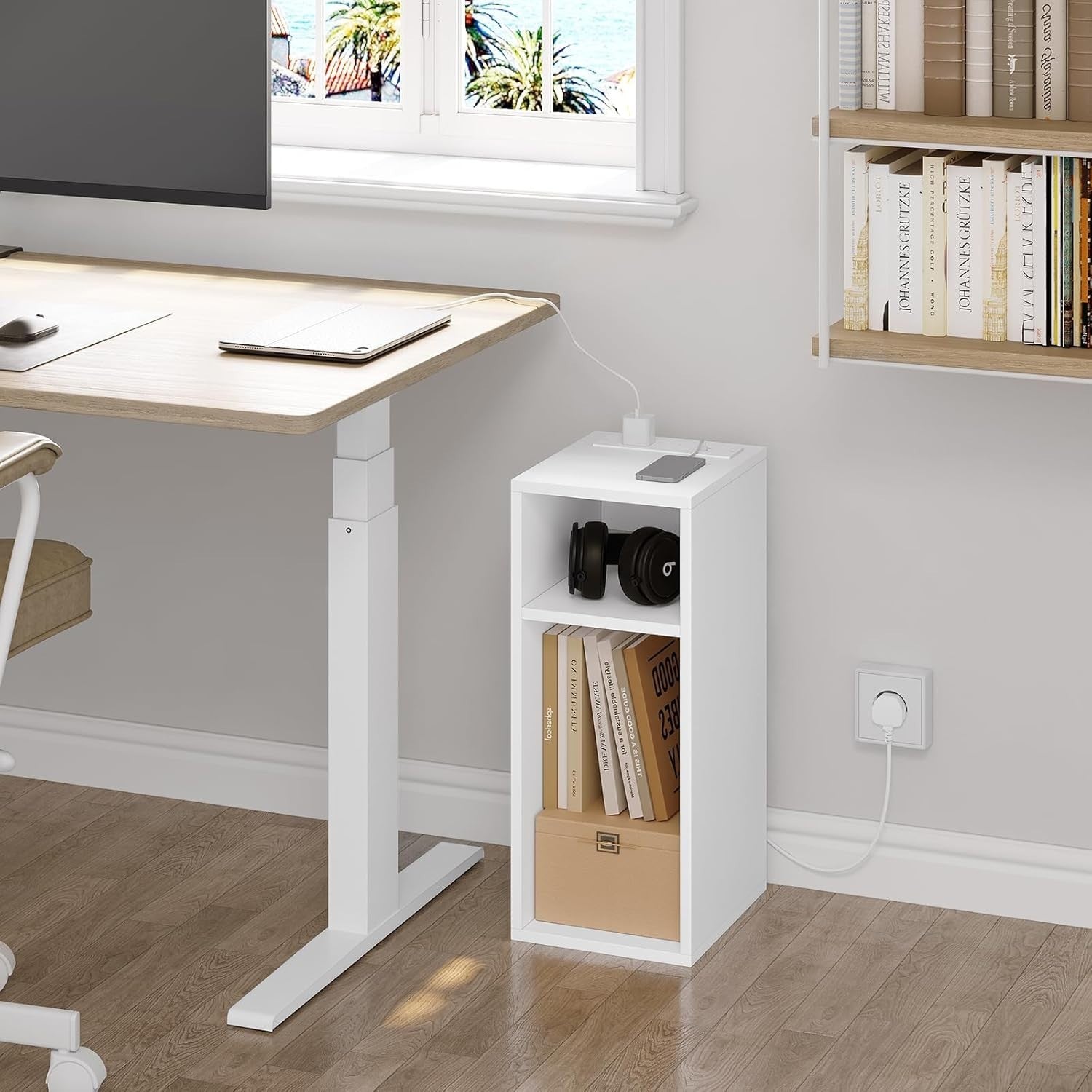 Set of 2 Smart Bedside Tables with USB Charging Ports & Storage Shelves