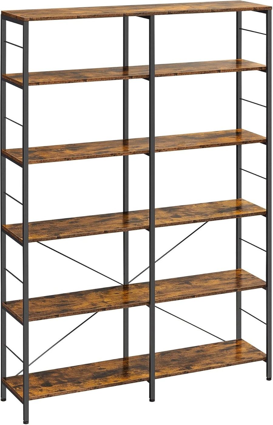 Industrial 6-Tier Tall Bookcase | Extra-Large Storage Shelf Unit 170cm Metal Woo