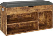 Classic Wooden Shoe Bench with Padded Seat & Hidden Storage | Entryway