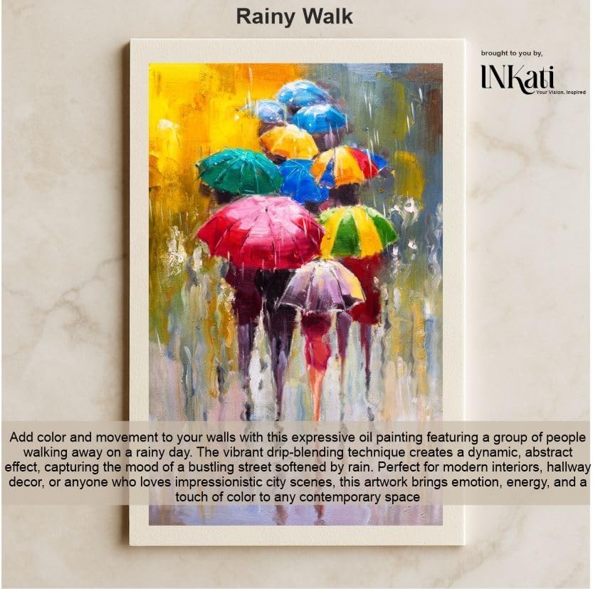 Rainy Walk Street Scene Canvas Wall Art 40×60 cm Urban Decor
