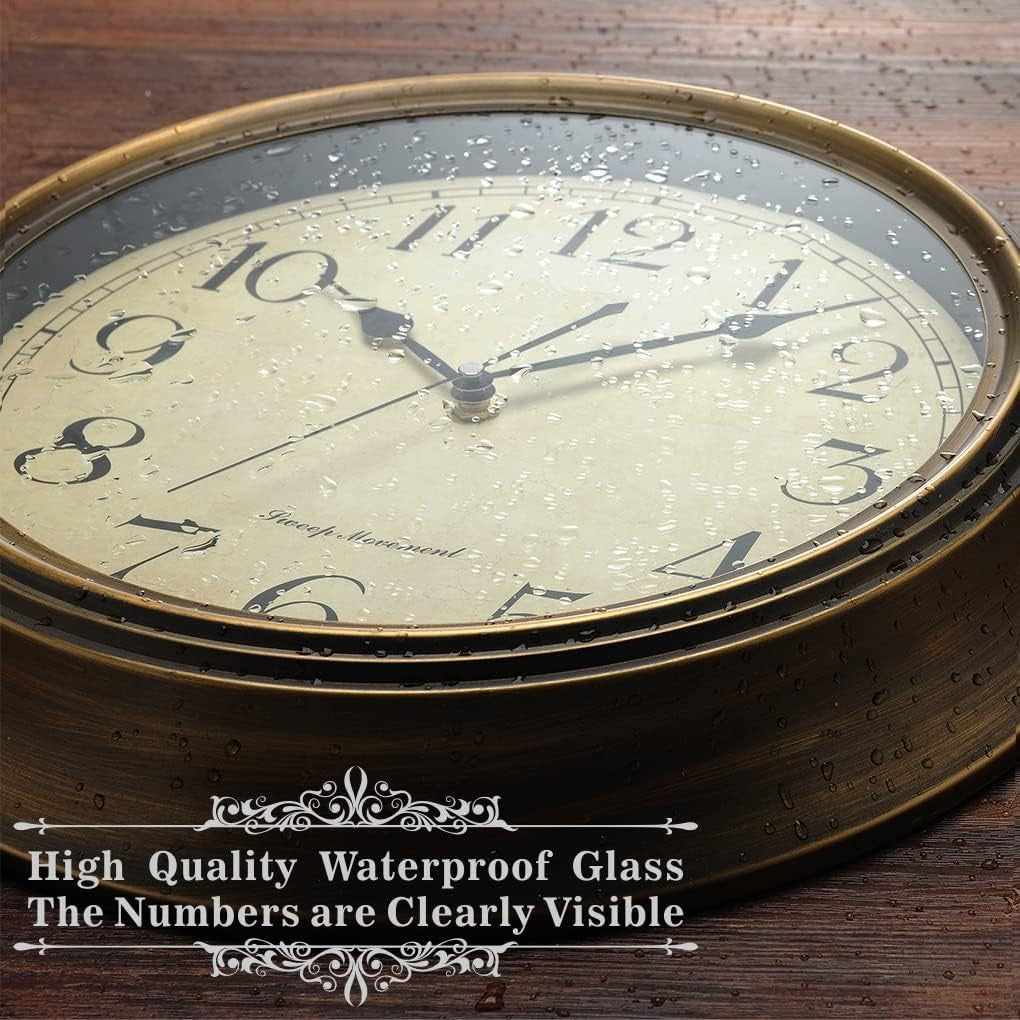 Retro Wall Clock 13" Silent Non-Ticking Classic Vintage Arabic Numerals Home
