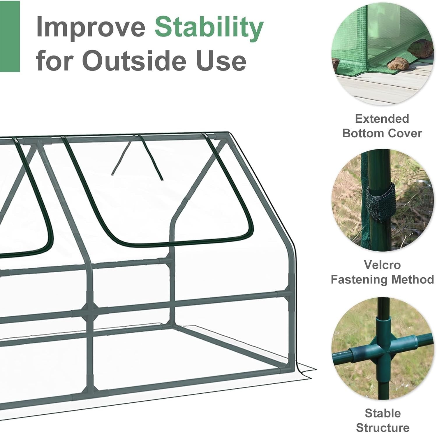 Mini Garden Greenhouse UV Protected Waterproof Plant Shelter with Zipper Doors