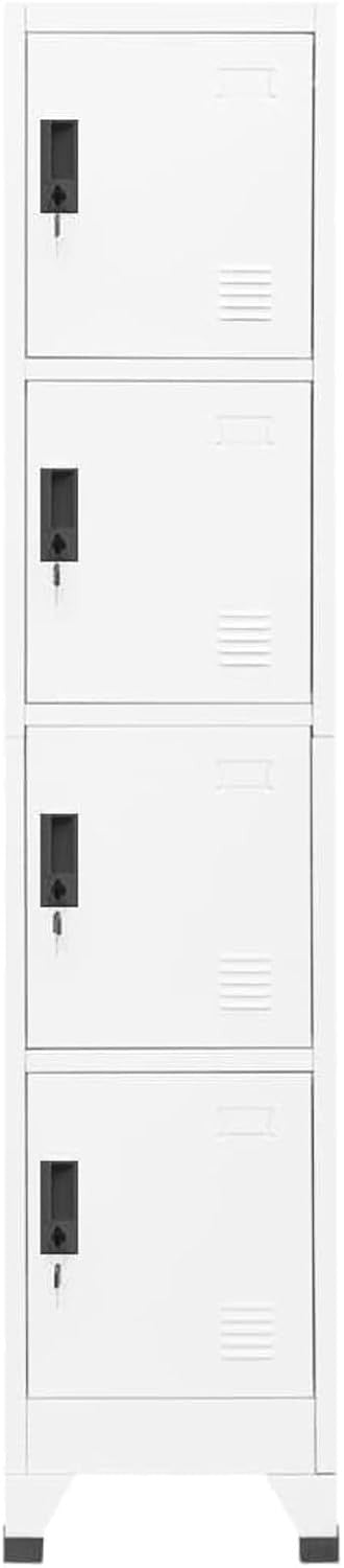 4 Door White Metal Locker Cabinet Lockable Steel Storage Cupboard Office Gym