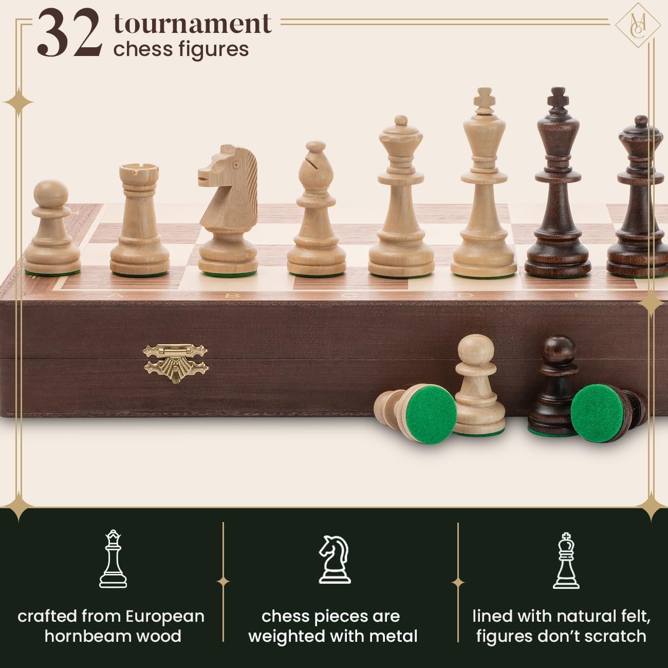 54cm Luxury Tournament Wooden Chess Set – Weighted Staunton No.6 Pieces