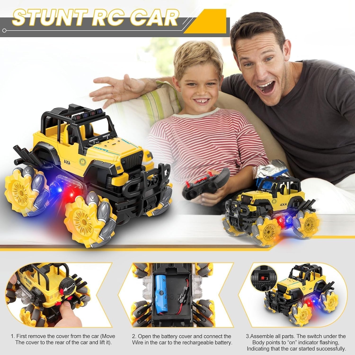 RC Drift Car 360° Spin All Terrain Remote Control Truck LED Light Toy Gift for K
