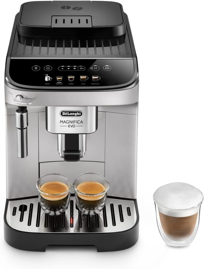 Automatic Bean-to-Cup Coffee Machine 7-Drink Menu Milk Frother 1450W Silver