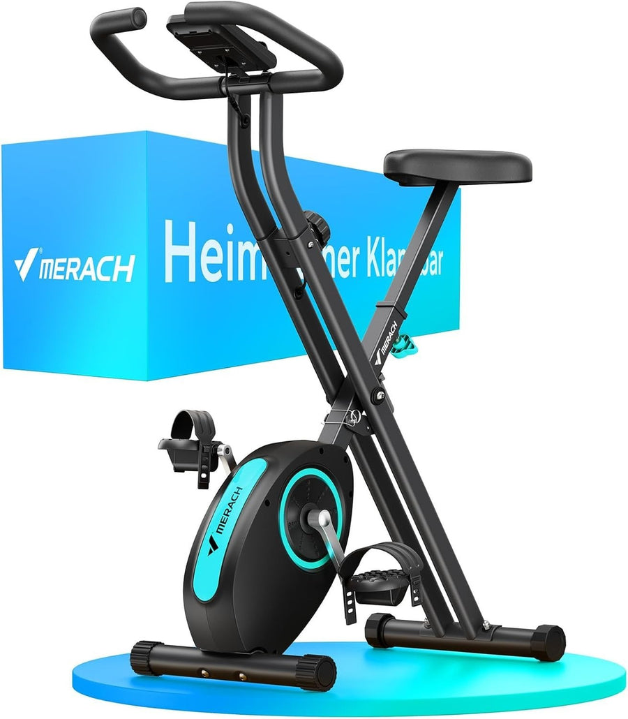 Foldable Magnetic Exercise Bike w/ LCD Monitor, 16 Levels & Adjustable Seat