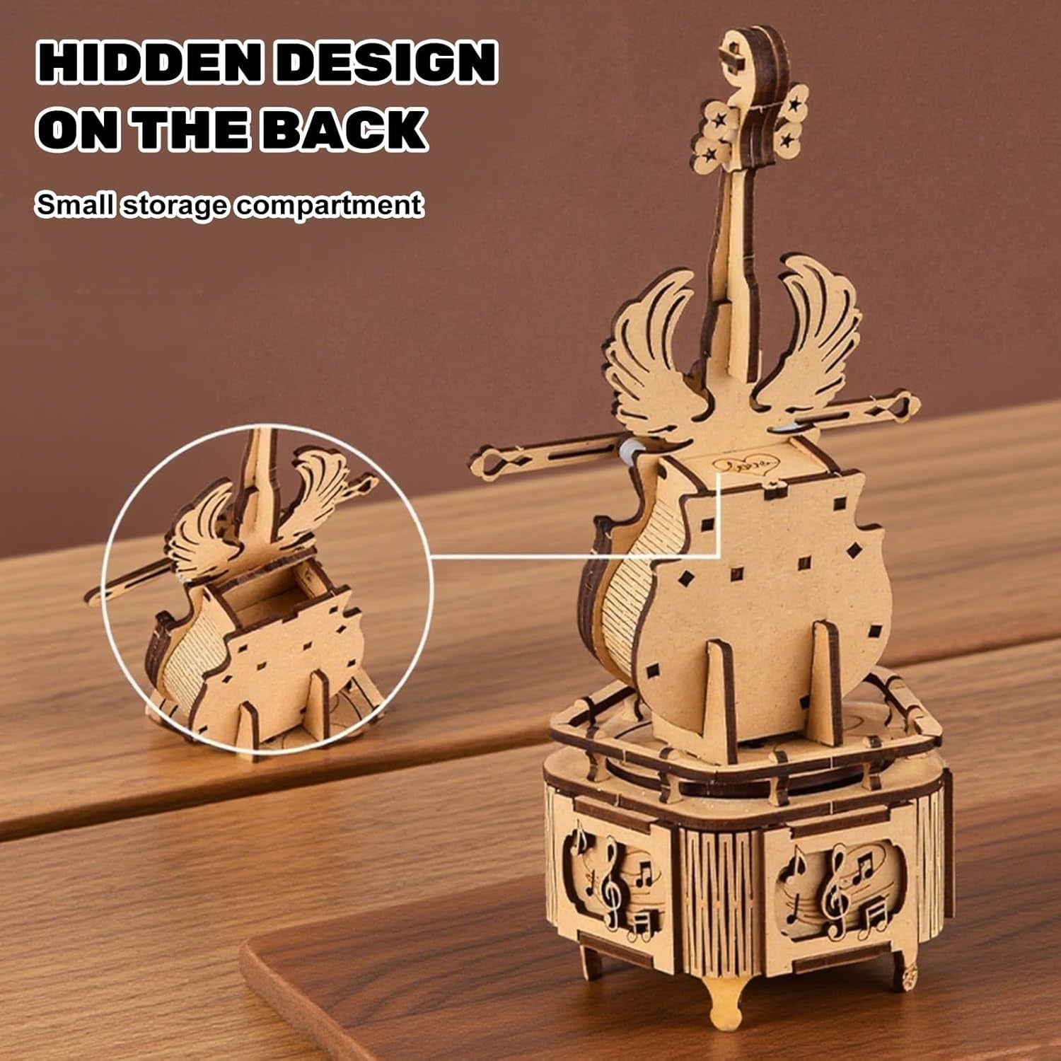 3D Wooden Cello Puzzle Music Box DIY Mechanical Model Kit for Teens & Adults