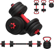 Adjustable 6 in 1 Dumbbell Barbell Kettlebell Set 30–40KG Home Gym