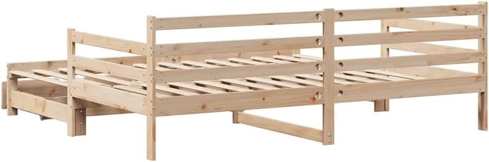 Solid Pinewood Home & Garden Daybed with Trundle & Drawers 80x200 cm