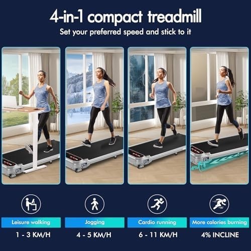 Compact 4-in-1 Walking Treadmill 3HP Home Fitness Under Desk Portable