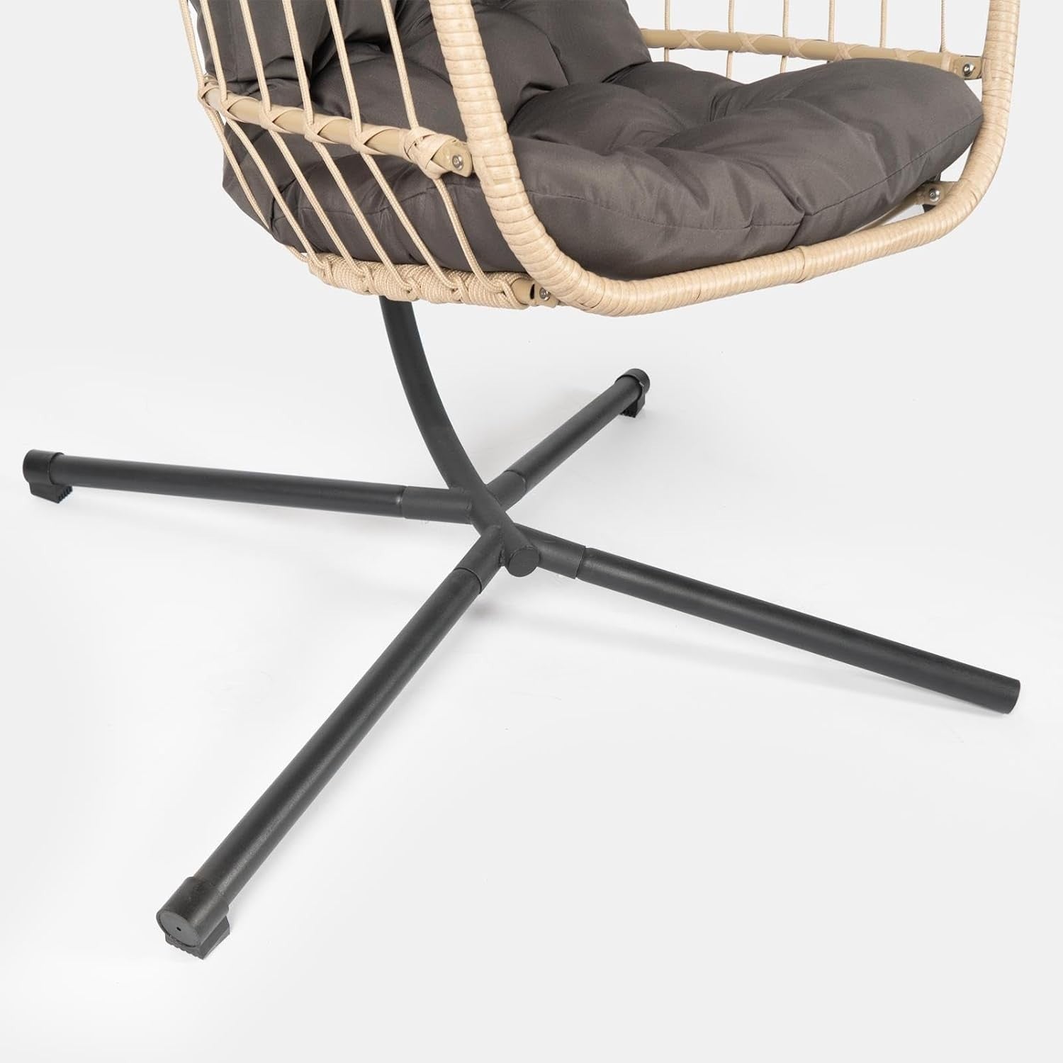 Rattan Hanging Egg Chair with Stand | Outdoor Swing Seat with Cushion