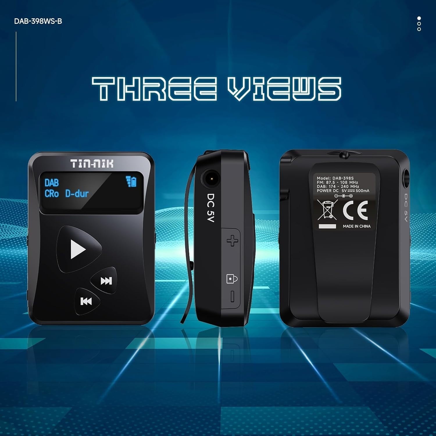 Portable DAB/DAB+ FM Digital Pocket Radio with Rechargeable Battery