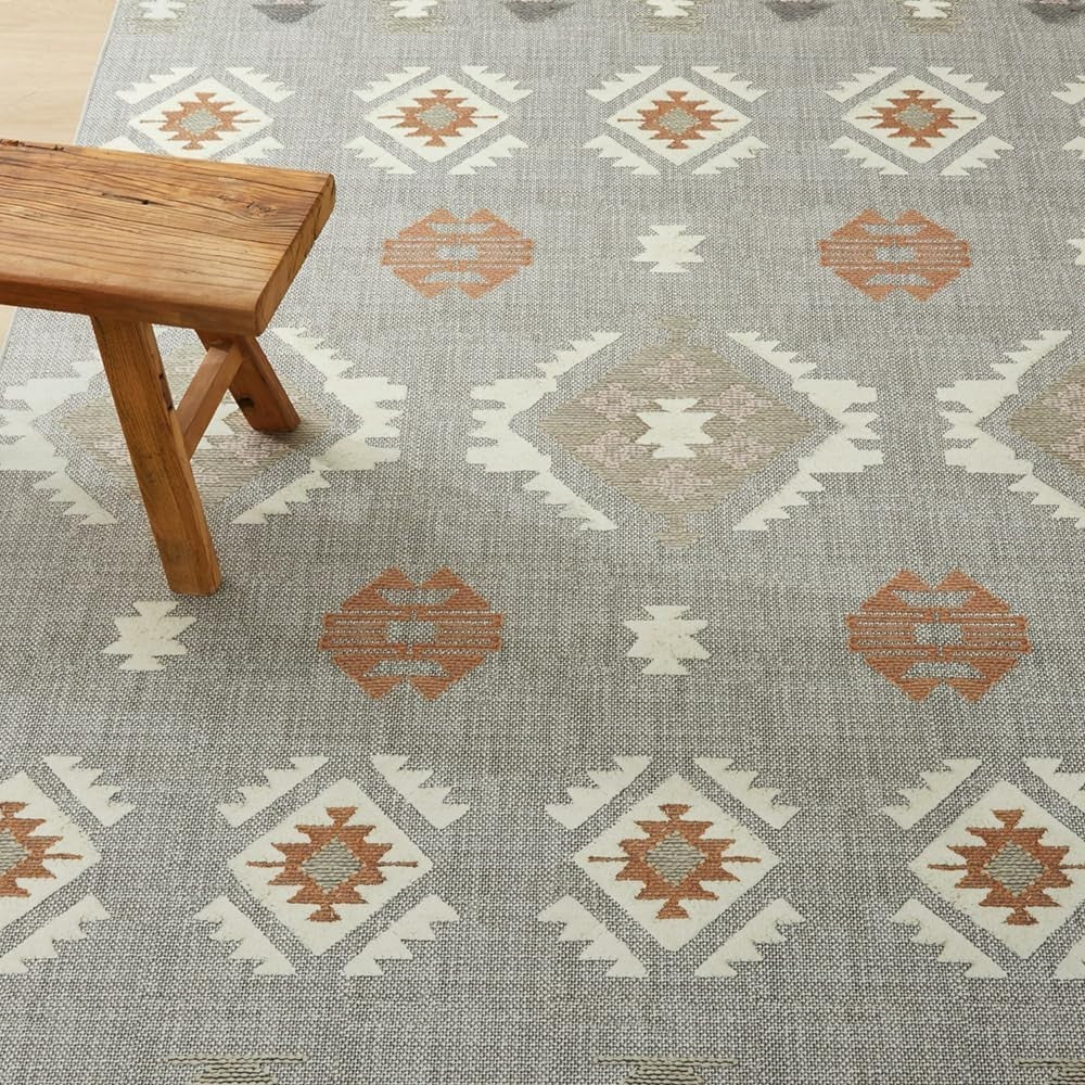 Large Tribal Pattern Rug Soft Modern Indoor Area Carpet Grey Beige 160x230cm