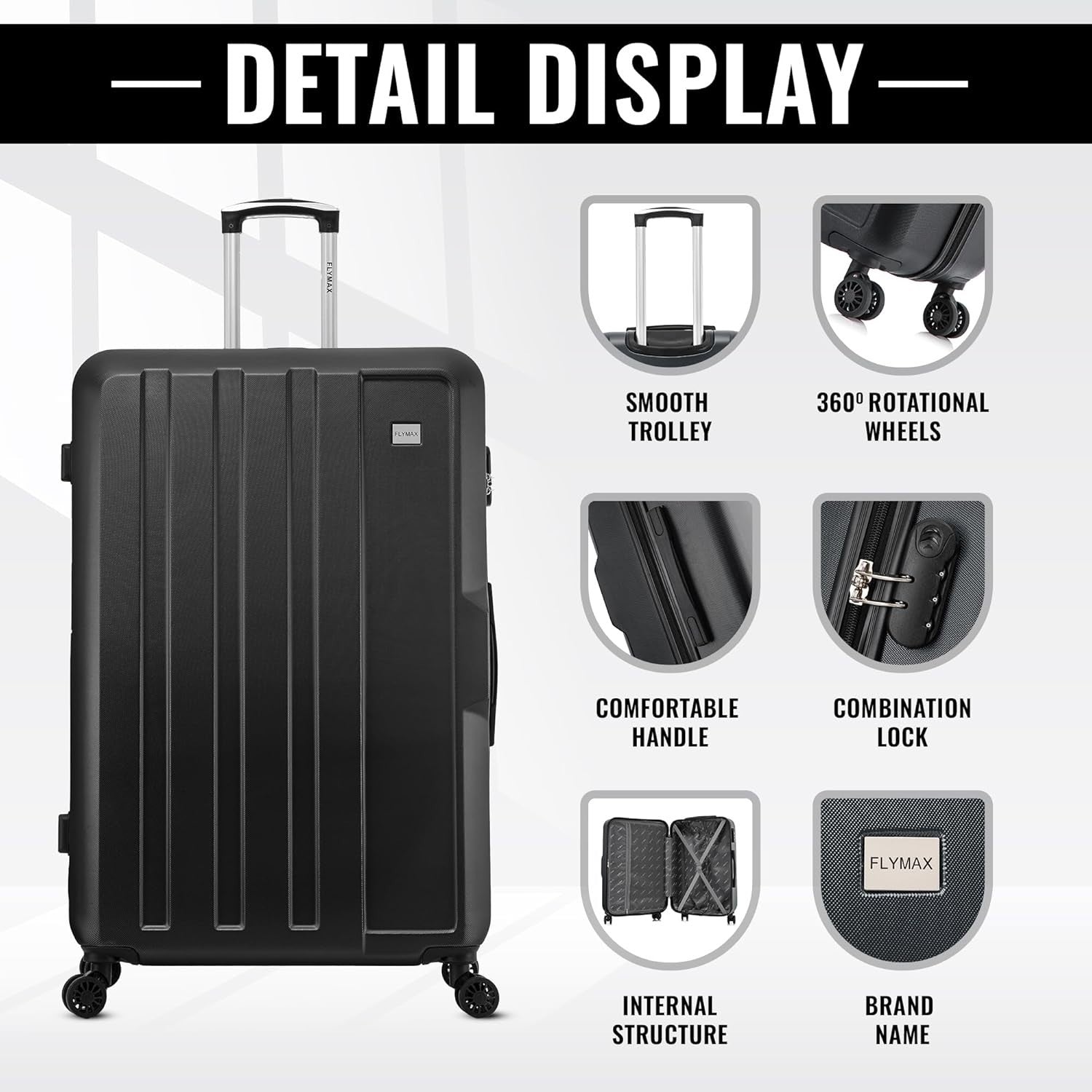 2pc Luggage Set Cabin + Medium Suitcase Hard Shell 4 Wheel Lightweight