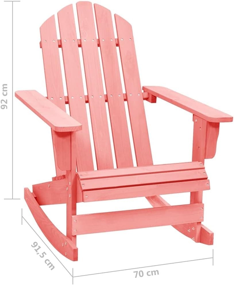 Pink Outdoor Wooden Rocking Chair, Ergonomic Seat, Weatherproof Comfort