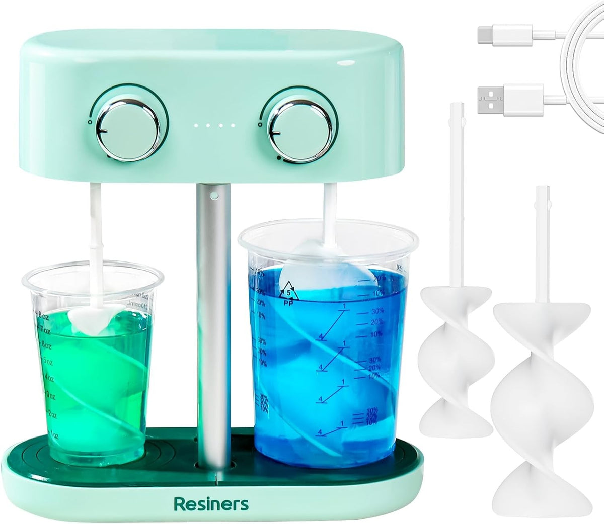 Dual Head Resin Mixer Electric Epoxy Silicone Paint Stirrer Hands Free