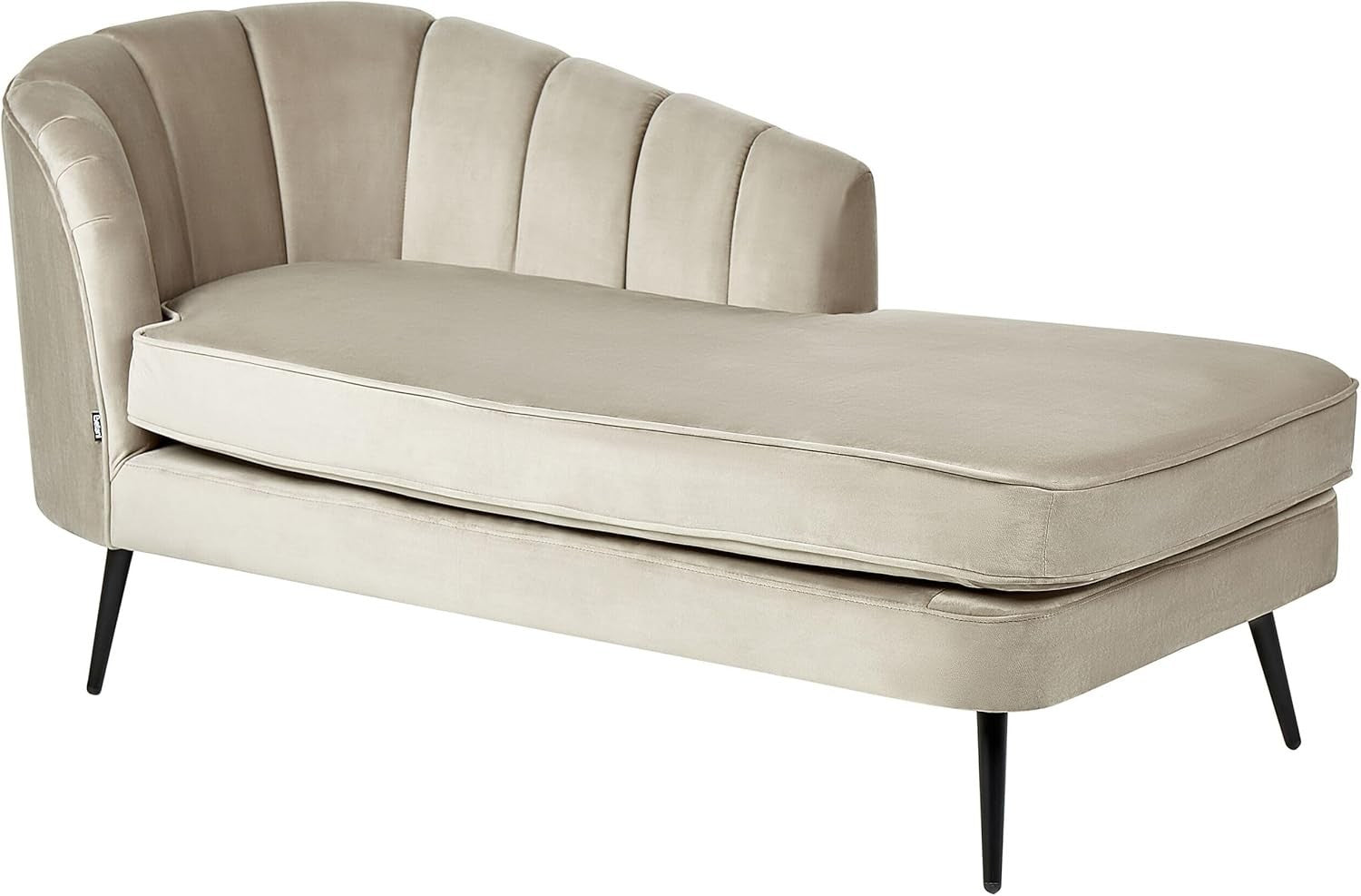 Beige Velvet Chaise Lounge Sofa | Left Hand, Modern Legs, Soft Upholstery