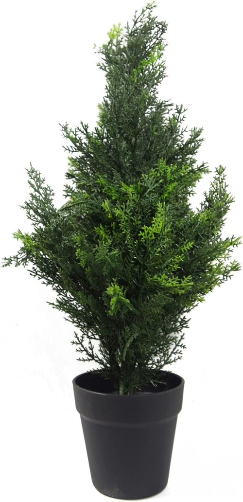 Leaf Artificial Cedar Cypress Topiary Tree 60cm UV Protected Green Decoration