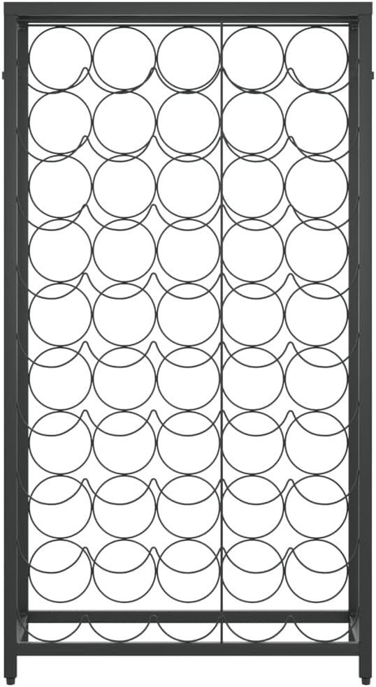 45 Bottle Wine Rack Free Standing Black Metal Wine Storage Shelf Kitchen Bar