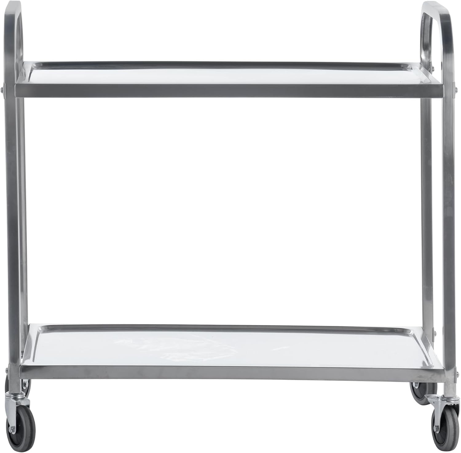 Stainless Steel Catering Trolley 2 Tier Heavy Duty Rolling Kitchen Cart