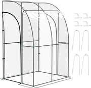 Walk-In Lean-To Greenhouse Steel Frame Clear PVC Cover Zippered Door