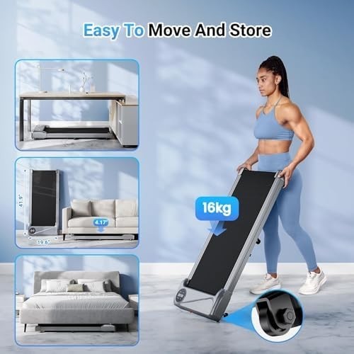 Slim Under Desk Walking Pad 2.5HP Quiet Jogging Treadmill w/ Remote & LED Screen