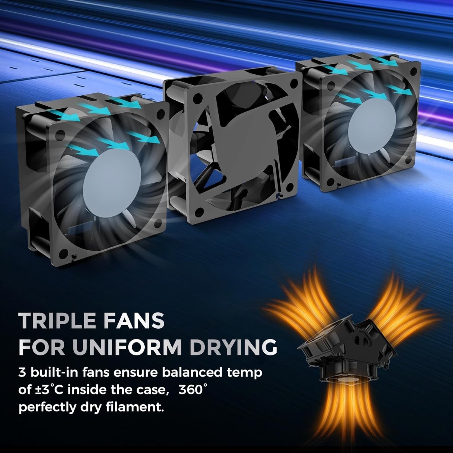 4 Spool Filament Dryer Box Auto Humidity 350W Fast Heat Storage