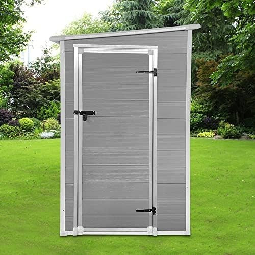 Compact Garden Storage Shed 4x4.66ft Plastic Box with Floor & Vent