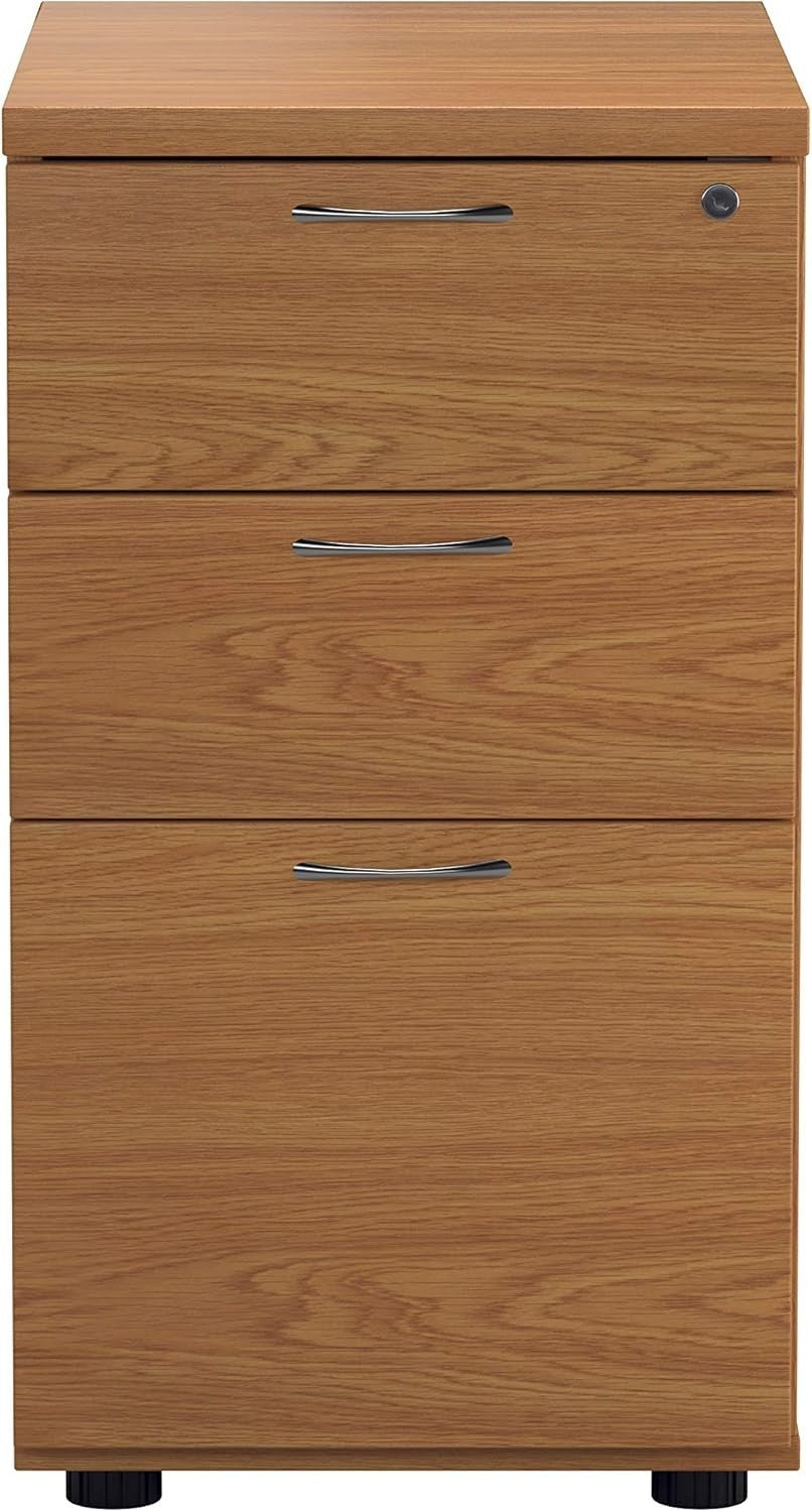 Oak 3 Drawer Lockable Filing Cabinet 40x60x73cm Wood Pedestal