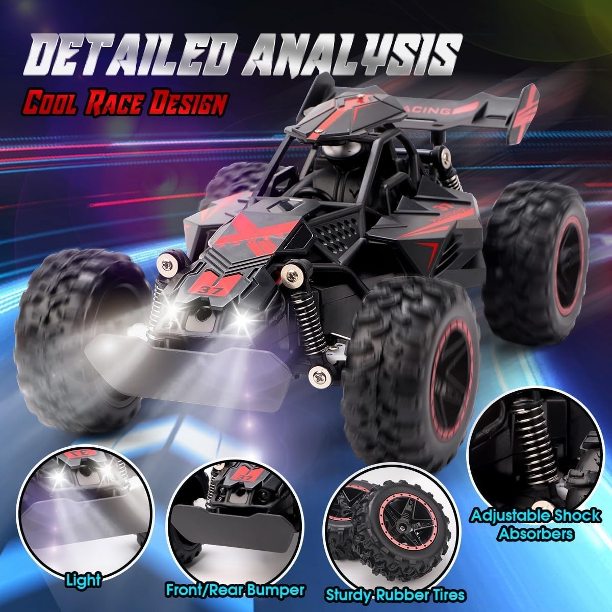 1:18 High Speed RC Car 2.4GHz Off-Road Drift Remote Car LED Kids Toy