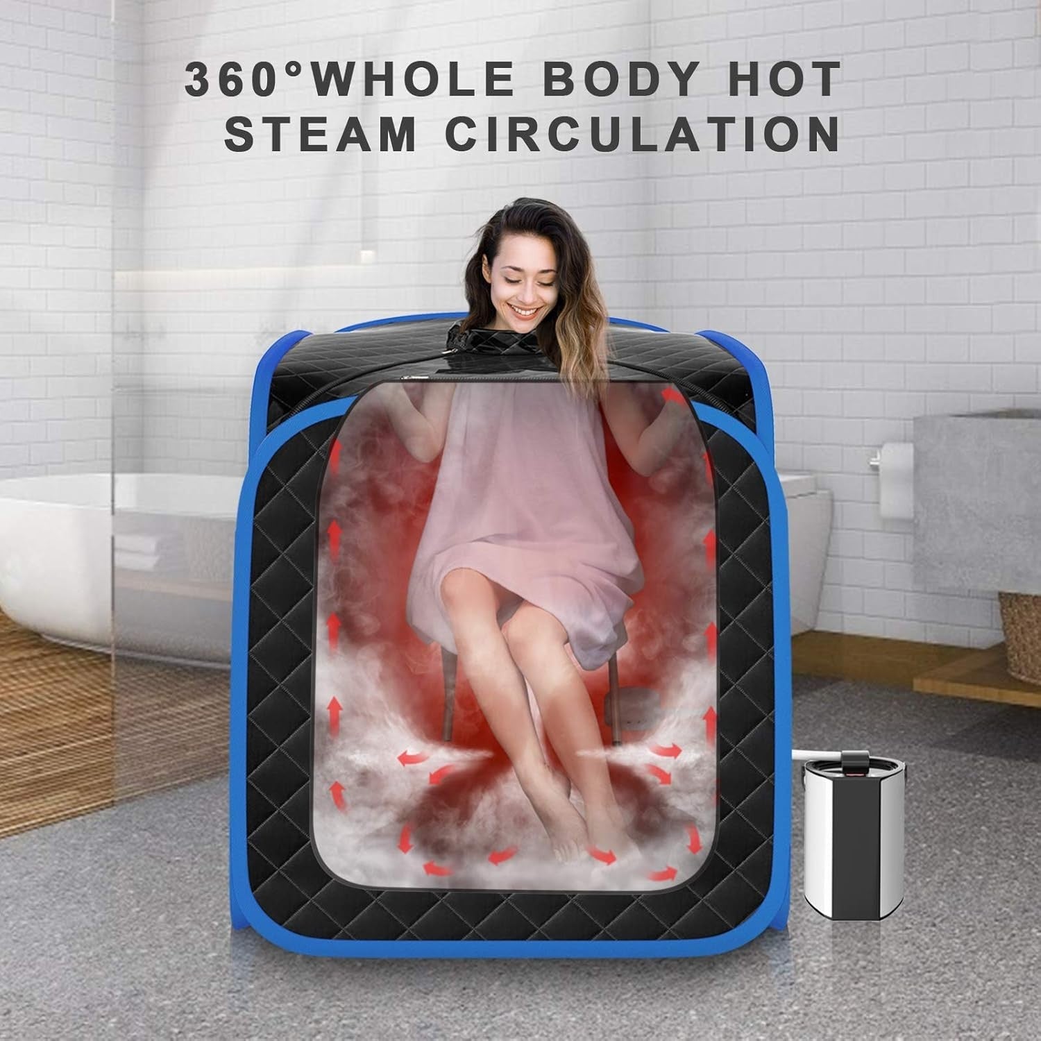 Portable Full Body Steam Sauna Tent Black – 3L Steamer, Chair & Remote
