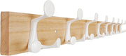 Natural Wood Wall Coat Rack 8 Triple Hooks | 43” Modern Hanging Rail
