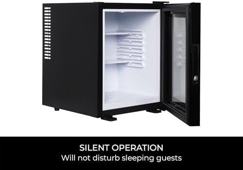 35L Black Corby Eton Mini Fridge Glass Door Tabletop Cooler LED
