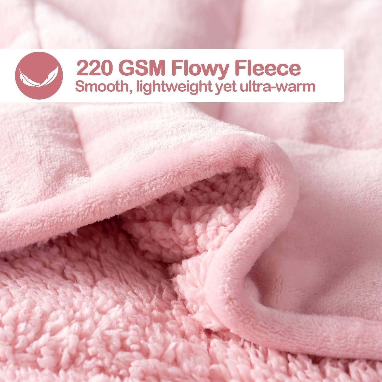 7kg Weighted Blanket Pink Sherpa Plush Fleece 150x200cm for Sofa Bed