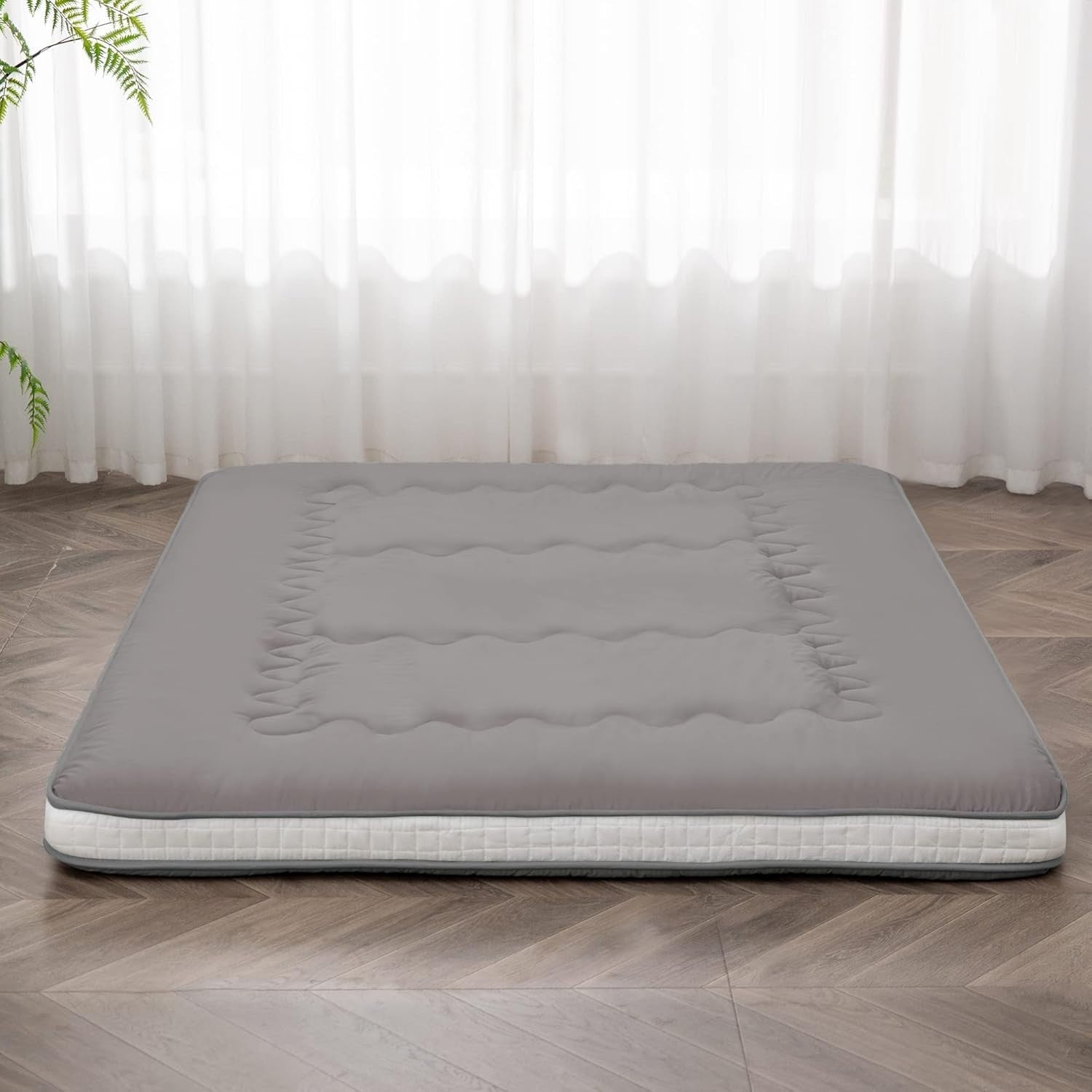 Darkgrey Extra Thick Japanese Futon Mattress Double Bed Roll-Up Floor Mat