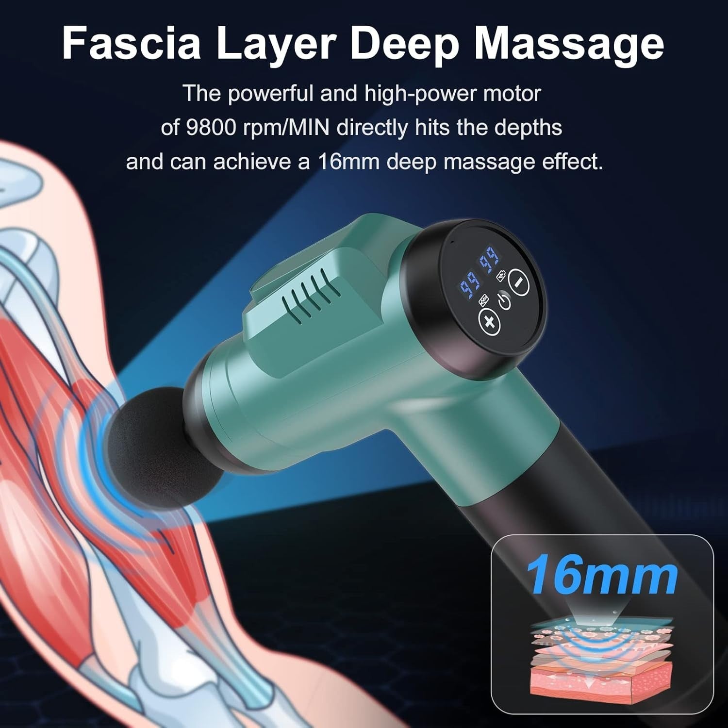Deep Tissue Massage Gun Percussion Muscle Relief LCD Touch 99 Speeds 6 Heads