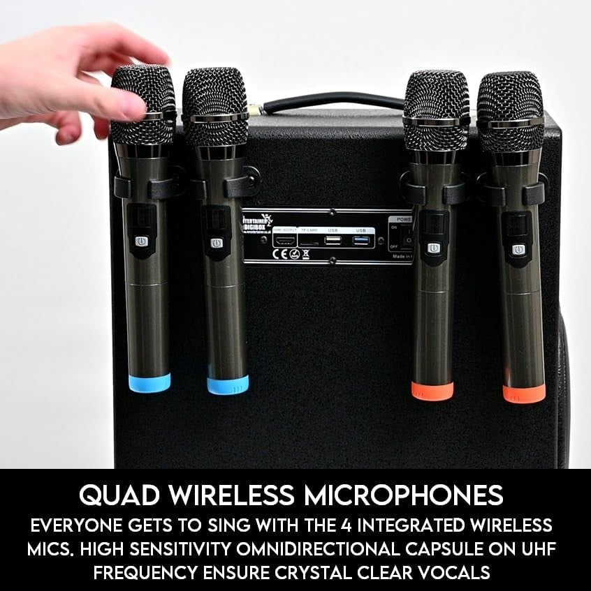Portable Karaoke Machine 4 Wireless Mics Touchscreen Speaker