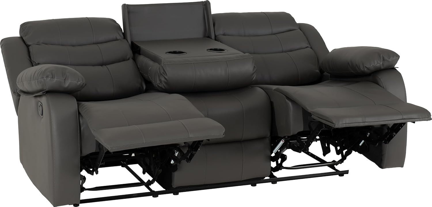 3+2 Seater Recliner Sofa Set Faux Leather Grey Lounge Suite Home Cinema