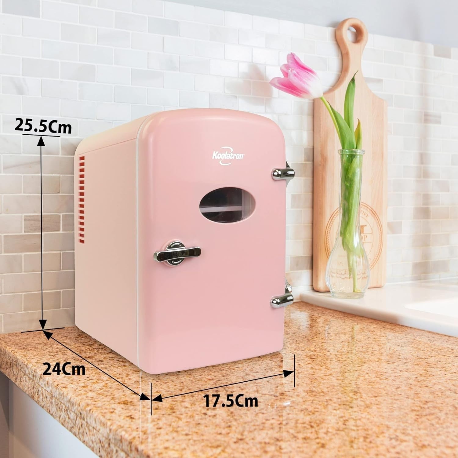4L Mini Fridge Portable Retro Cooler Bedroom Office Travel Pink